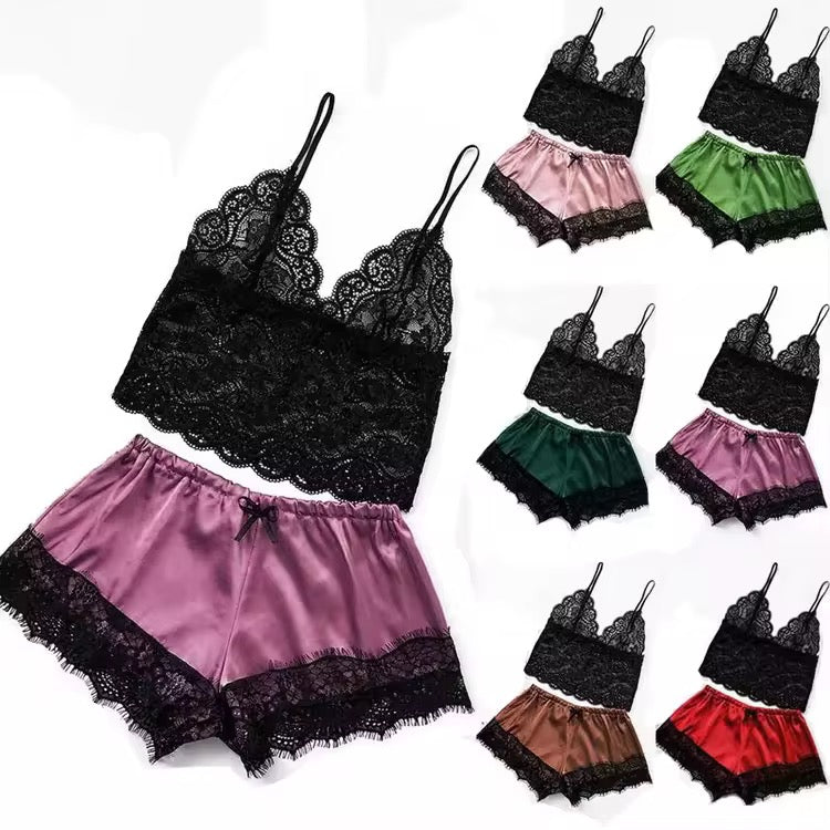 Elevate your nights with the Lace Top Bliss 2-Piece Sleepwear Set