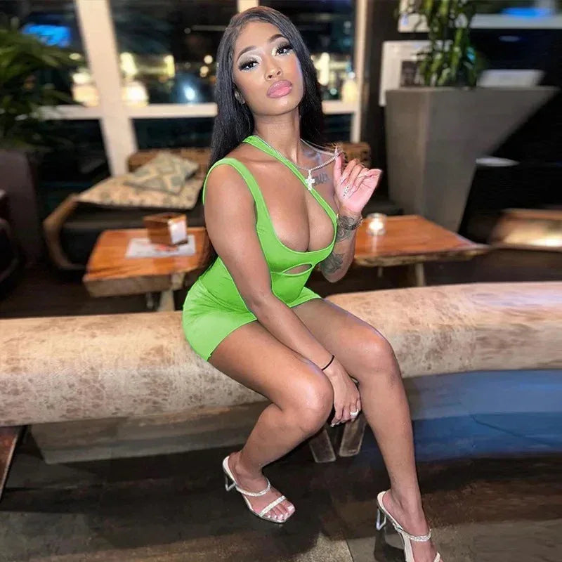 One Shoulder Cutout Bodycon Dress - Sexy Party Dress | VERONEEKS - VERONEEKS BRAND