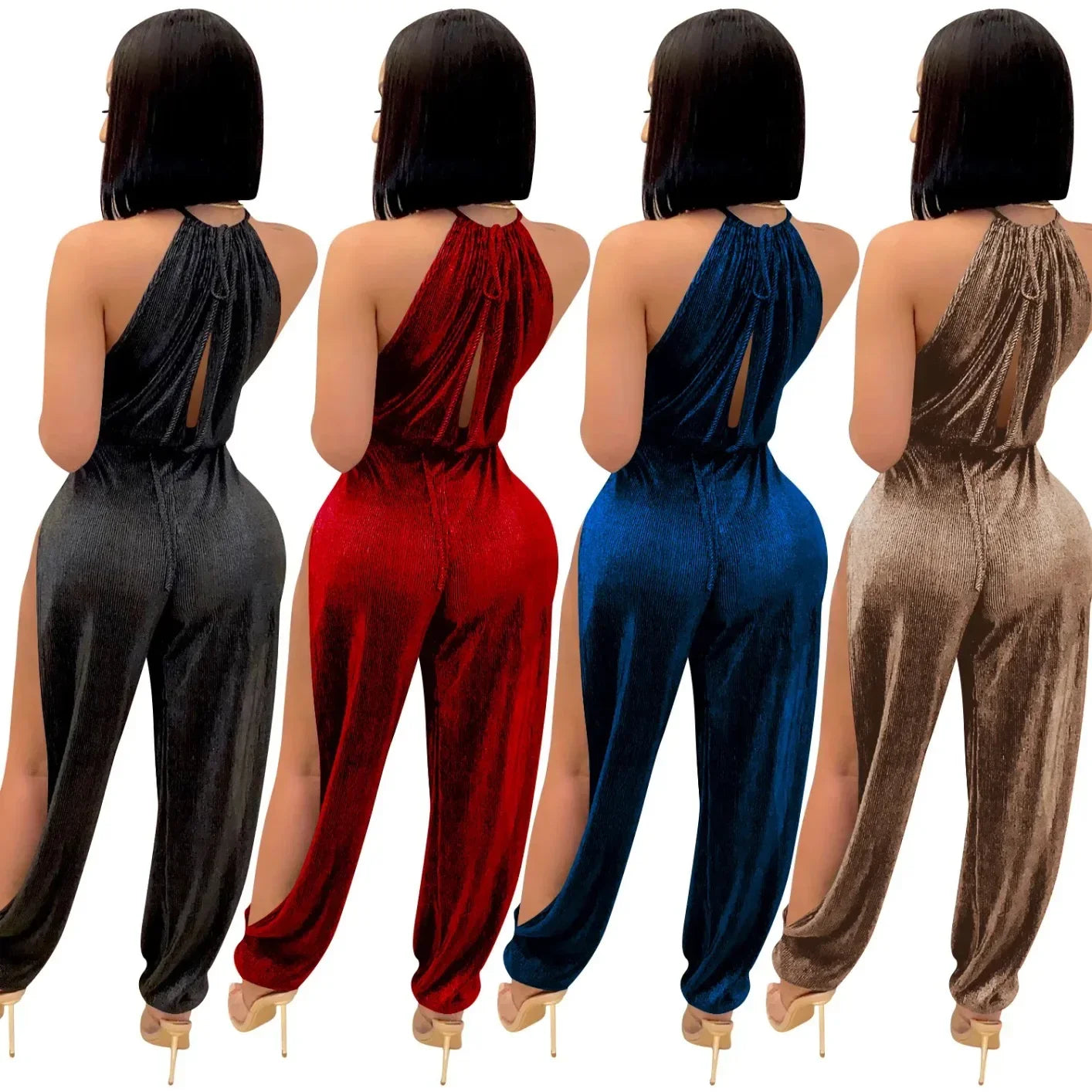 Sexy Velour Elegant Jumpsuit - Luxurious Velour One-Piece | VERONEEKS - VERONEEKS BRAND