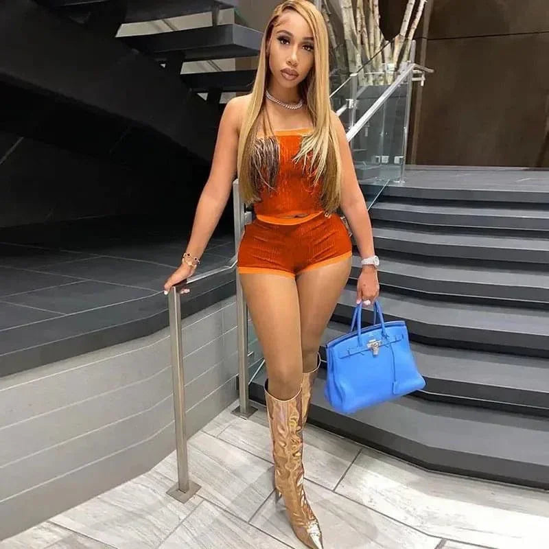 Delilah Bra Top High Waist Shorts Set - Sexy Two-Piece Set | VERONEEKS - VERONEEKS BRAND