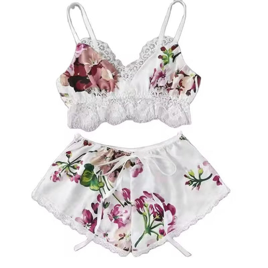 Slip into luxury with the Silken Dreams Lace Pajama Set