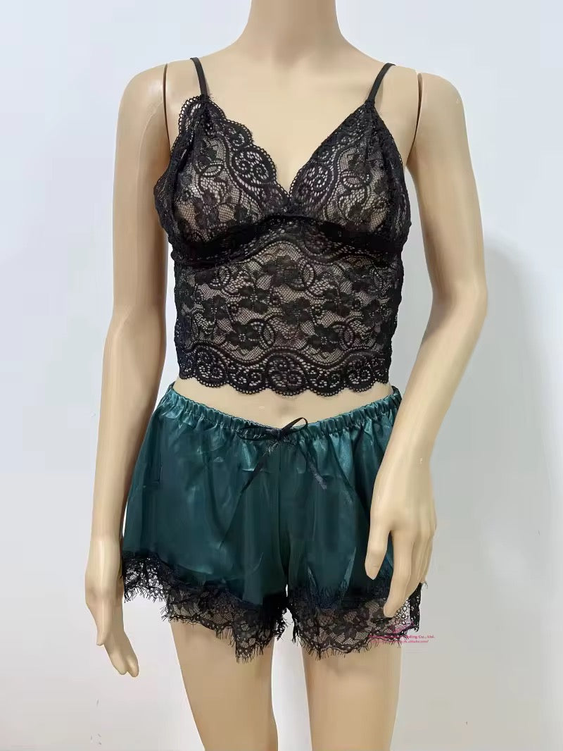 Elevate your nights with the Lace Top Bliss 2-Piece Sleepwear Set