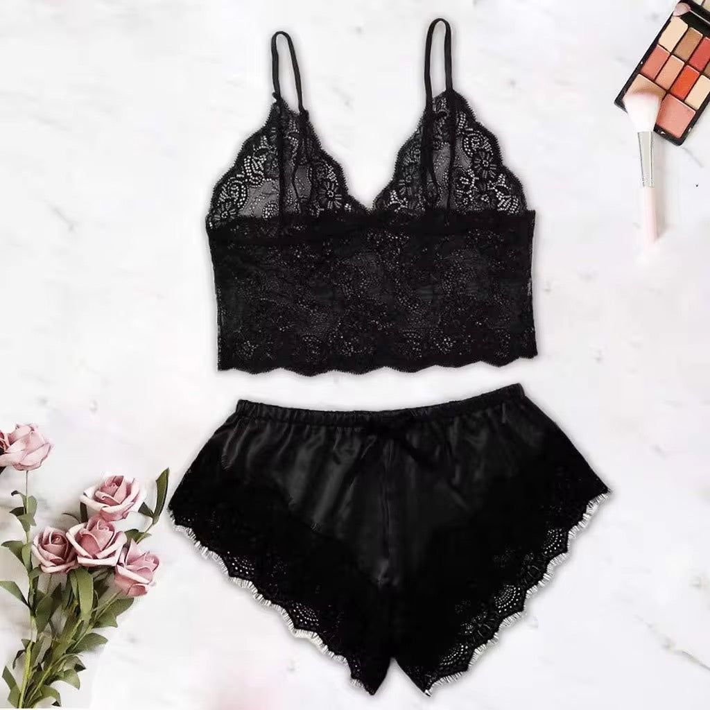 Elevate your nights with the Lace Top Bliss 2-Piece Sleepwear Set