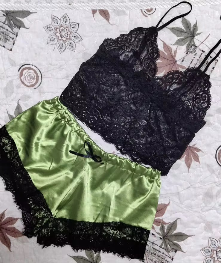 Elevate your nights with the Lace Top Bliss 2-Piece Sleepwear Set