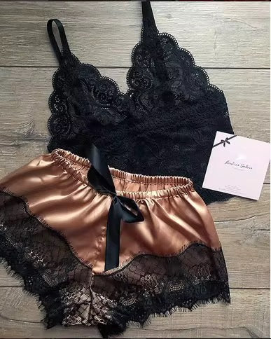 Elevate your nights with the Lace Top Bliss 2-Piece Sleepwear Set