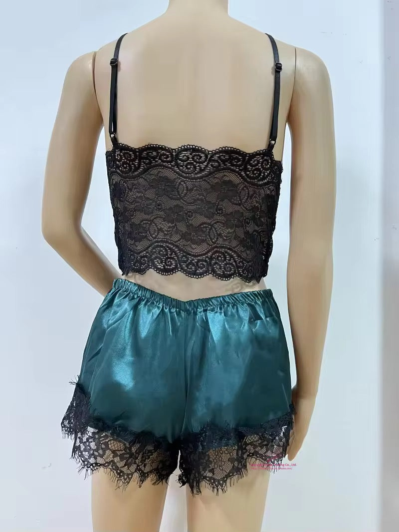 Elevate your nights with the Lace Top Bliss 2-Piece Sleepwear Set