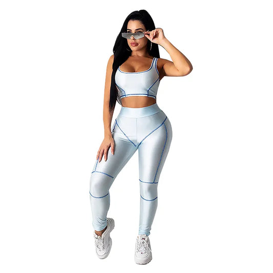 Reflective Trim Two-Piece Athletic Set
