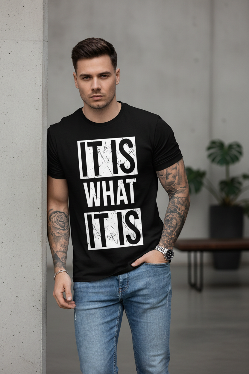 Man wearing statement tee - lifestyle