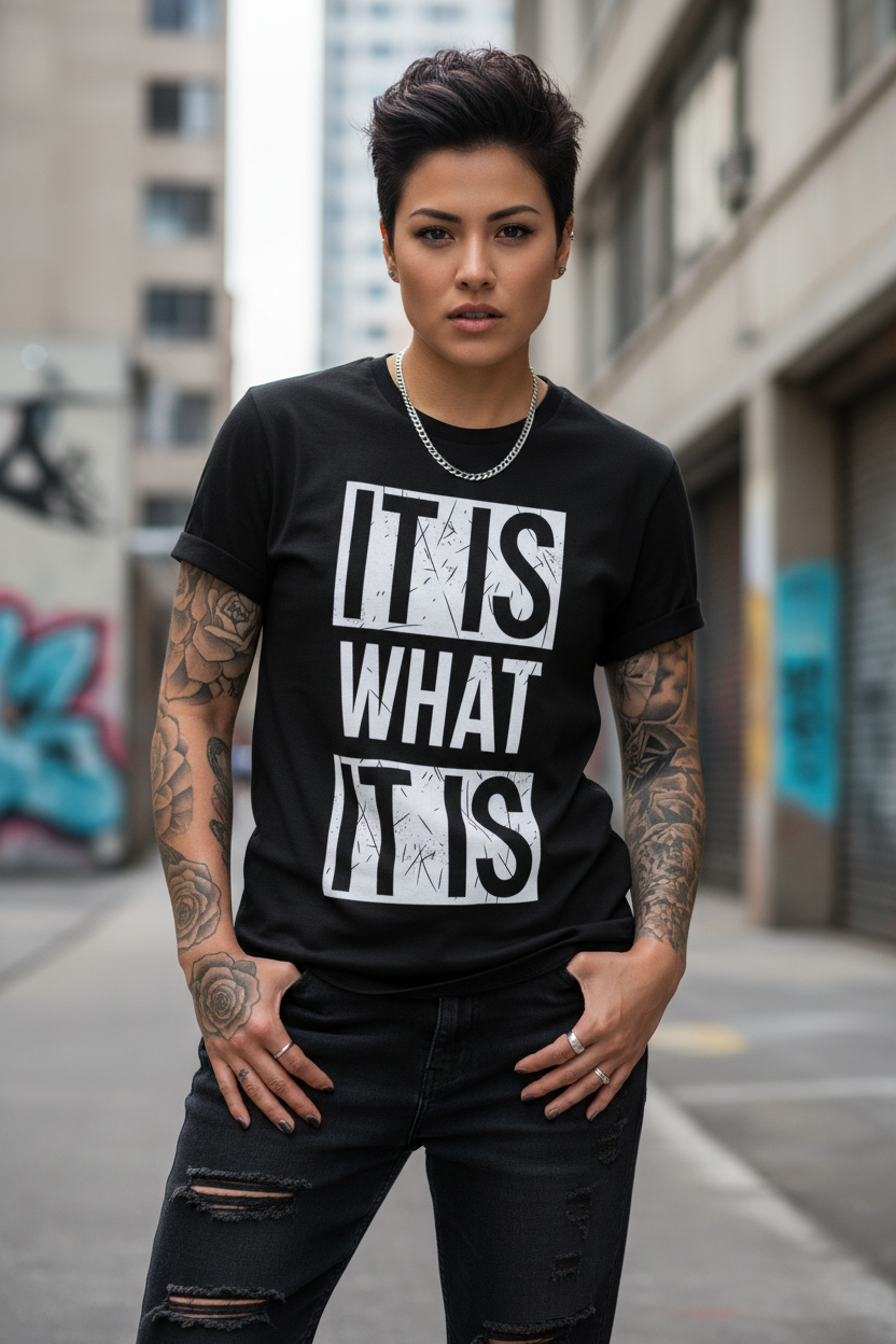 Masculine-presenting woman with tattoos