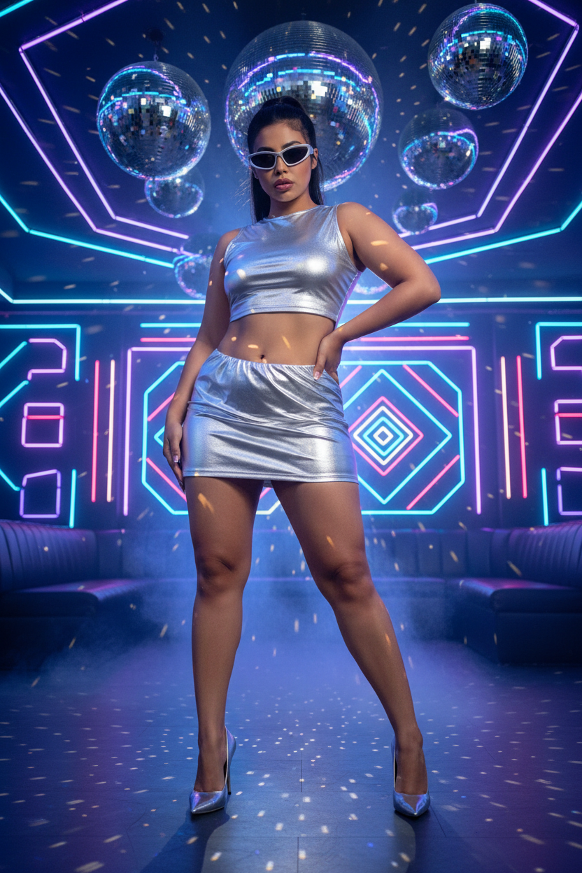 Phoenix Silver Skirt Set - Nightclub