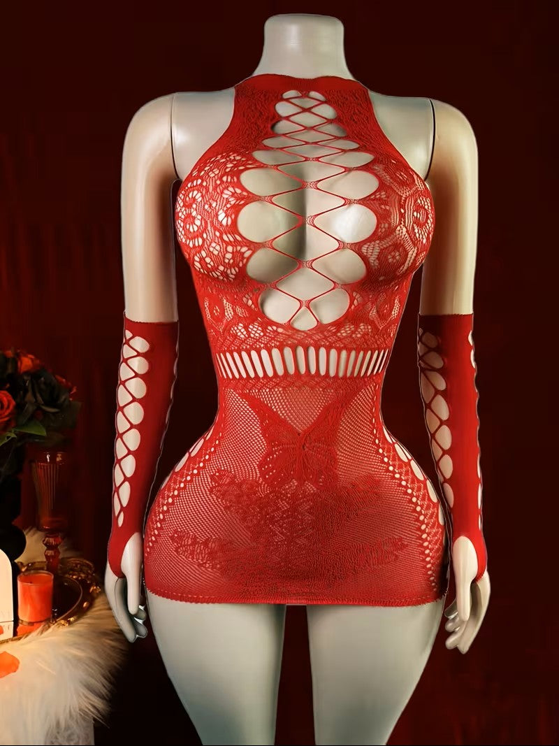 Scarlet Seduction Lace Dress Set